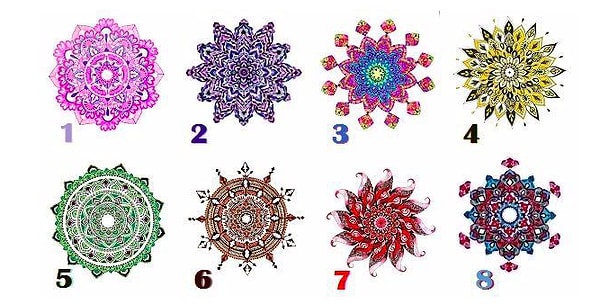 Выберите одну из восьми мандал на картинке: