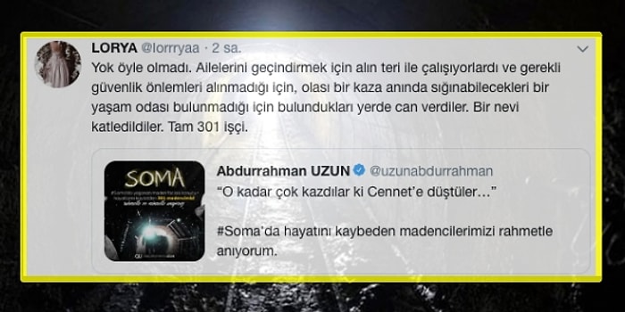 Soma'da Hayatını Kaybeden 301 Canımız İçin "O Kadar Çok Kazdılar ki Cennete Düştüler" Diyen Abdurrahman Uzun'a Tepkiler