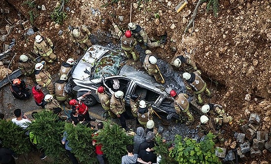Bir Kişi Can Verdi, Bir Kişi Yaralandı: Başakşehir'de İstinat Duvarının Çökme Anı Kamerada