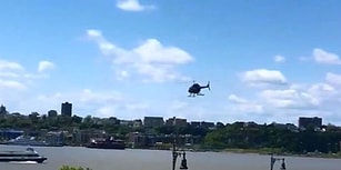 Piste İnmek İsterken Nehre Düşen Helikopterin Anbean Düşme Anları