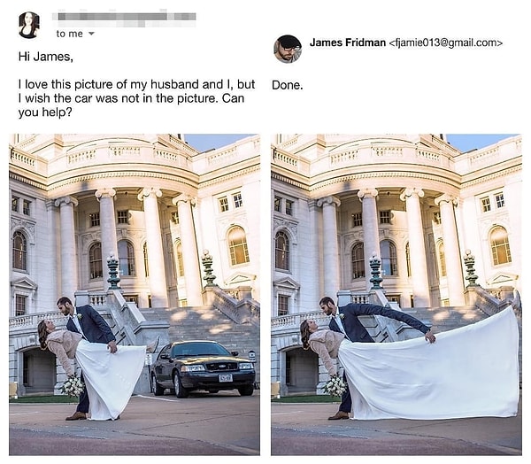 11. "Мне хотелось бы, чтобы машины не было на фото. Можешь помочь?"