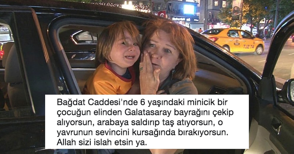 Şampiyonluk Kutlamalarında İçinde Çocuk Bulunan Aracı Taşlayacak Kadar İnsanlıktan Çıktılar!