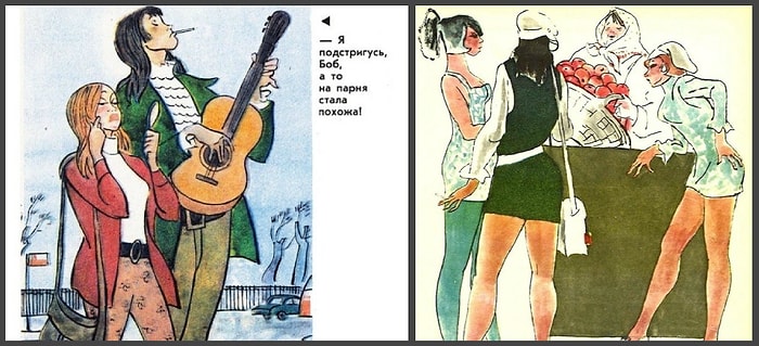 Советский стеб над стилягами: Карикатуры времен СССР со свойственной тому времени иронией