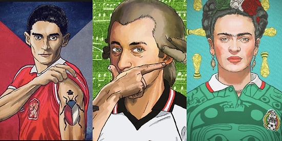 Ünlü Sanatçıların Ülkelerinin Formalarıyla Resmedildikleri Harika Çizimler