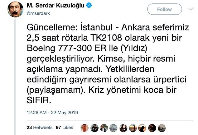 İstanbul-Ankara seferi iki buçuk saat rötarlı gerçekleşti.