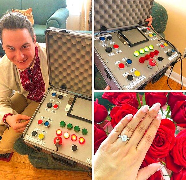 7. "Nişanlım, elektrik tesisatçısı ve evlenme teklifi etmek için bu kutuyu kendisi yapmış."