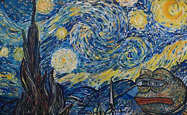 9. Звездная ночь лягушонка Пепе (по мотивам «Звездной ночи» Винсента Ван Гога).