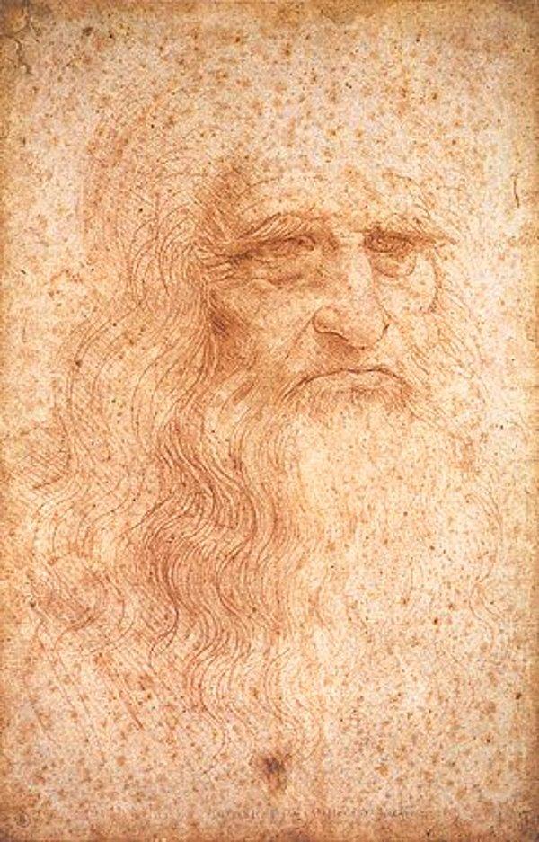 5. Leonardo da Vinci'nin 1512 yılında kırmızı tebeşir kullanarak yaptığı otoportresi.