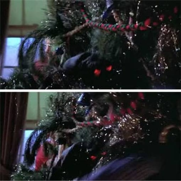 13. В «Гремлинах», когда один из гремлинов падает на Линн вместе с рождественской елкой, можно увидеть мужчину в красной футболке и очках, который и толкает дерево.