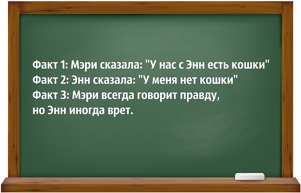 9. Если эти три утверждения являются фактами, какое из следующих утверждений тоже должно быть фактом?