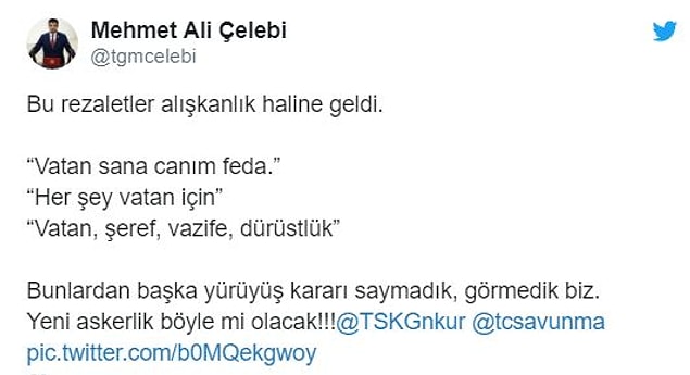 Görüntüleri paylaşan CHP'li Çelebi "Yeni askerlik böyle mi olacak!" diyerek tepkisini gösterdi.