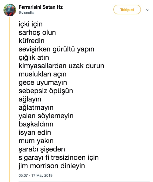 6. Kanka hiç vergi vermiyormuşsun gibi, tarhana çorbası içmiyormuşsun gibi anarşist takılman sence ne kadar mantıklı?