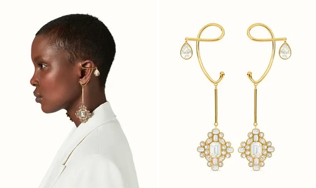 18. Swarovski Taşlı Uzun Küpe