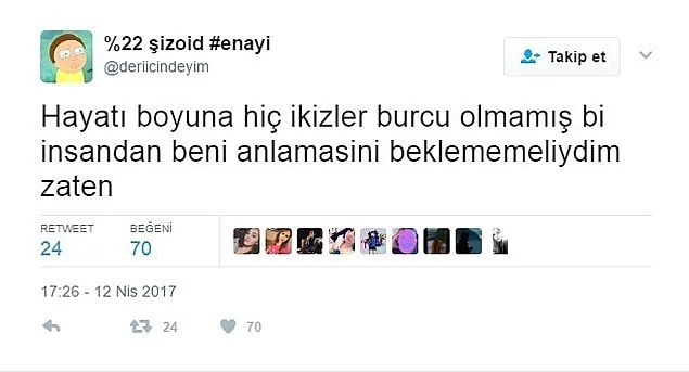 13. Biraz patavatsızdır ama hiçbir zaman kötü niyetle bir şeyler demeyeceğini de iyi bilirsiniz. O bir şeyi demek istiyorsa üstü kapalı yolları zaten tercih etmez, çat çat çat direkt söyler!