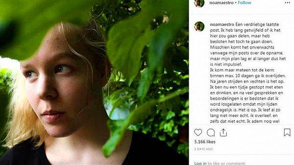 Pazar günü yaşama veda ettiği açıklanan genç kız, Instagram'dan yaptığı paylaşımda en fazla 10 gün içinde öleceğini duyurmuştu.