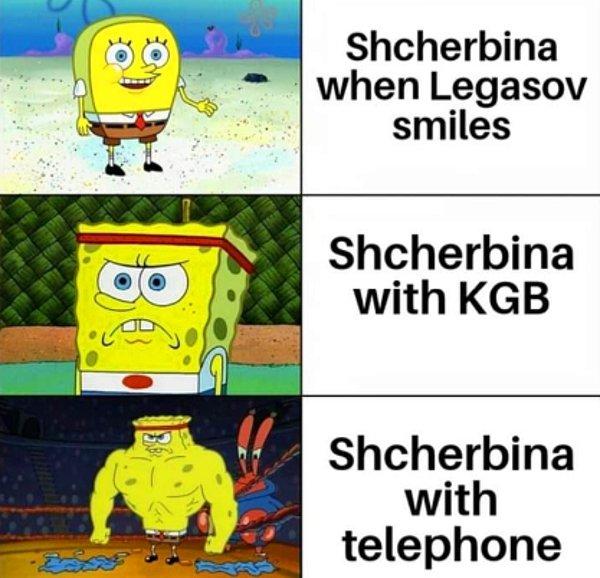 "Legasov gülümsediğinde Shcherbina, KGB ile Shcherbina, telefondayken Shcherbina."