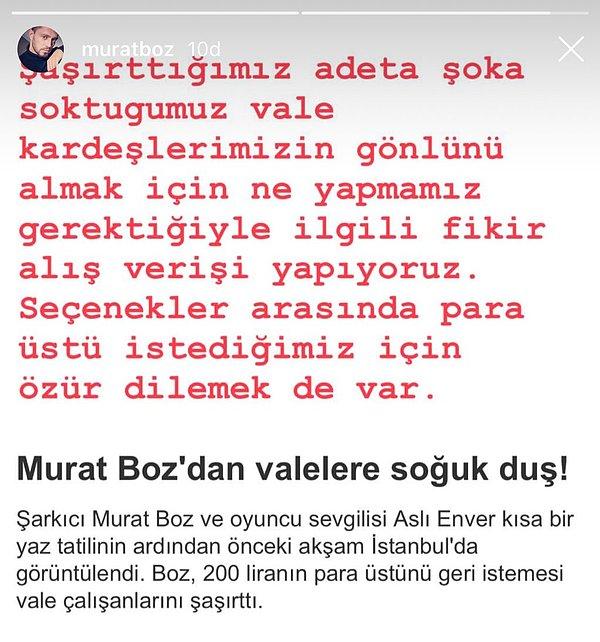Olayın medyada geniş yer bulmasının ardından Murat Boz, konuyla ilgili bir paylaşımda bulundu!