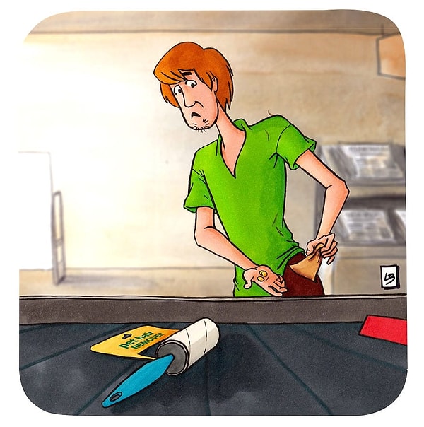 21. Шэгги покупает липкий ролик