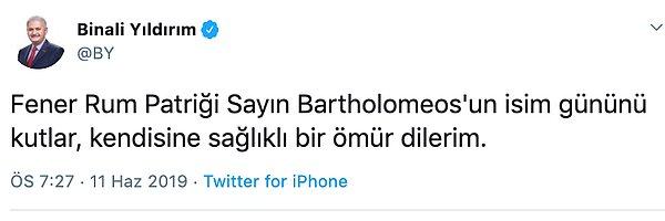 Gelen tepkilerin ardından tweeti silen Yıldırım, bu paylaşımı yaptı