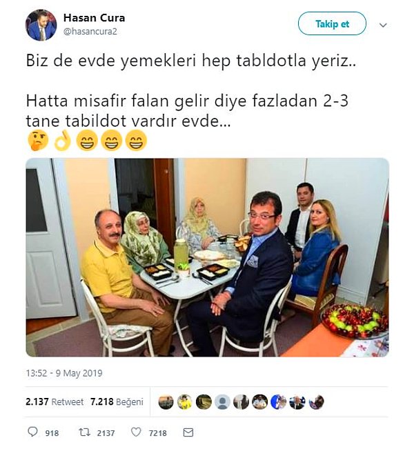 6. "Ekrem İmamoğlu’nun 2019 yılında iftar için gittiği evde tabldotta yemek yendiğini gösterdiği iddia edildi."