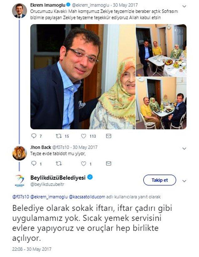 "Ancak fotoğrafın İmamoğlu’nun 2019 yılında iftar için ziyaret ettiği evde tabldotta yemek yendiğini gösterdiği iddiası doğru değil."