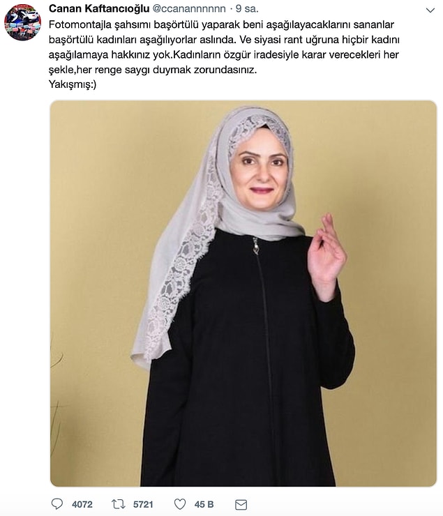'Kadınların özgür iradesiyle karar verecekleri her şekle, her renge saygı duymak zorundasınız'