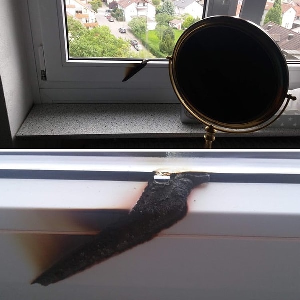 14. Напоминание для тех, кто забывает зеркало на подоконнике