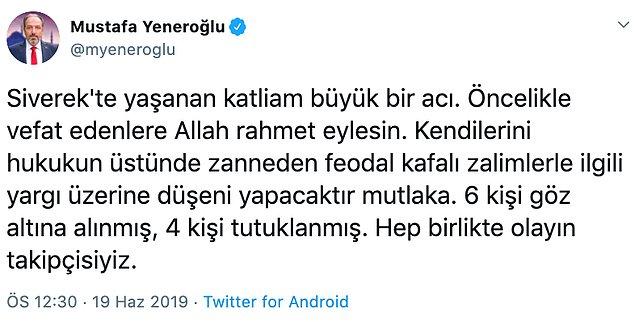 AKP Milletvekili Yeneroğlu: 'Hep birlikte olayın takipçisiyiz'