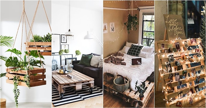 Daha Tarz ve Doğal Bir Evi Olsun İsteyenler İçin Ahşap Paletlerden Yapılmış En Güzel Dekorasyon Önerileri
