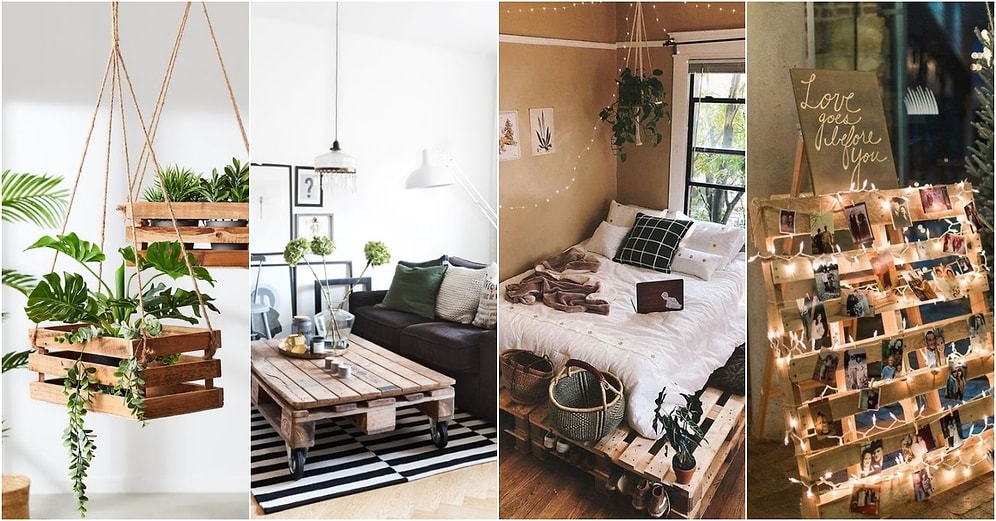 Daha Tarz ve Doğal Bir Evi Olsun İsteyenler İçin Ahşap Paletlerden Yapılmış En Güzel Dekorasyon Önerileri