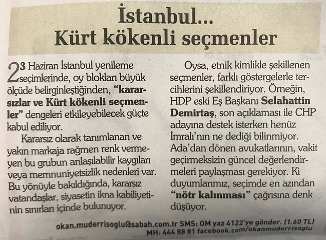 Müderrisoğlu'nun, 23 Haziran için 'Öcalan'dan destek' istediği yazısı tartışmaların odağı haline geldi.