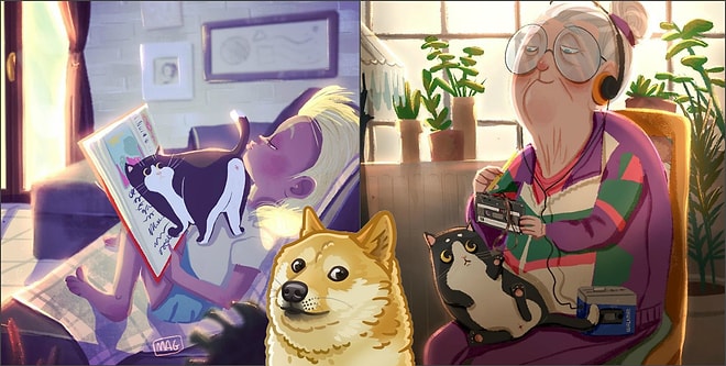 Итальянский иллюстратор изобразил котейкины повадки, объясняющие всю силу очарования усатых-полосатых