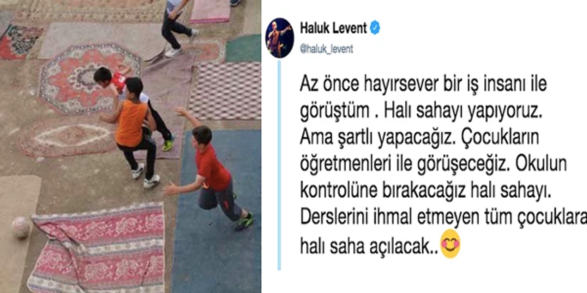 evlerindeki halilarla futbol sahasi yapan cocuklarin hayalini haluk levent gerceklestirdi