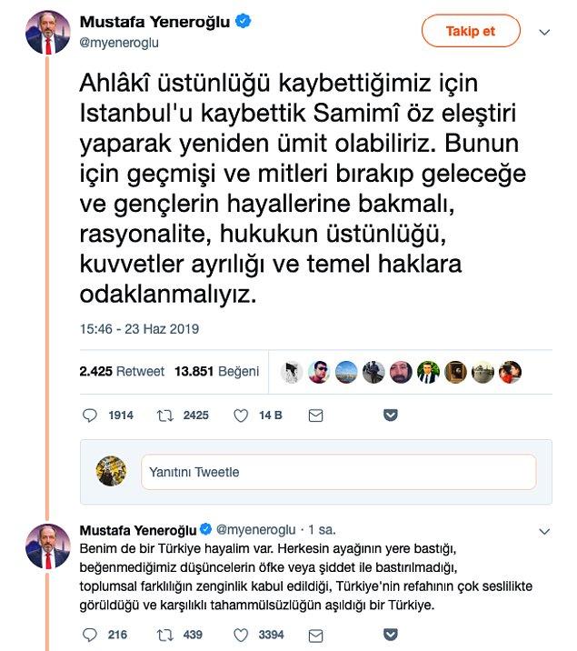 2. AKP İstanbul Milletvekili ve MKYK üyesi Mustafa Yeneroğlu bir flood paylaştı.
