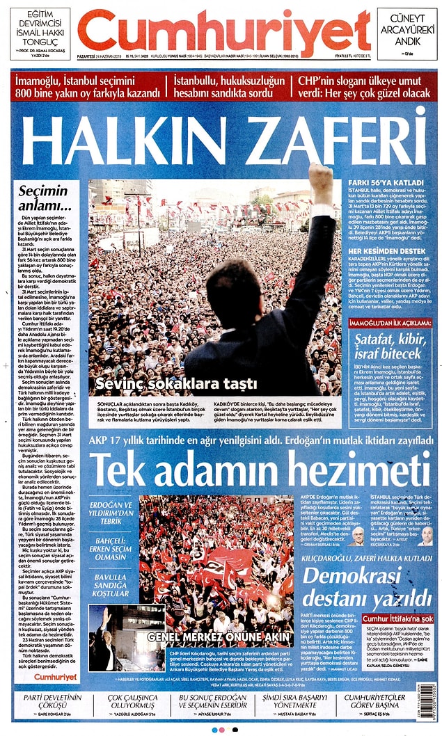 Cumhuriyet "Halkın Zaferi" dedi.