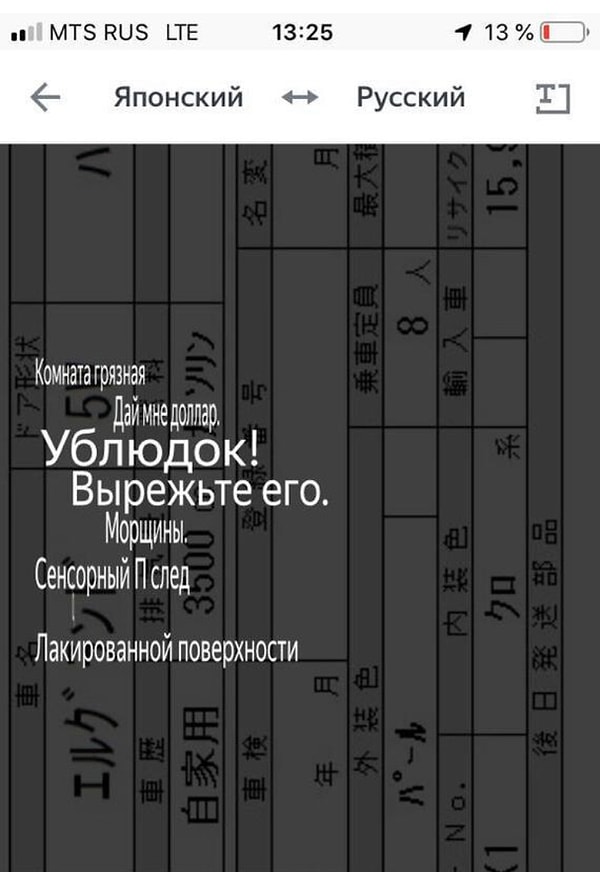 29. Когда решил, что нет смысла платить за перевод кучки иероглифов в аукционном листе от японской машины, когда есть онлайн-переводчик