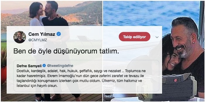 Hanımcılık Kazanacak! Cem Yılmaz, Ekrem İmamoğlu'nu Tebrik Eden Sevgilisi Defne Samyeli'yi Yalnız Bırakmadı