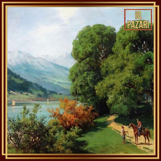 12. Göl Kenarı tablosunu gördüğünüz Hoca Ali Rıza, 1858 – 1930 yılları arasında yaşamıştı.