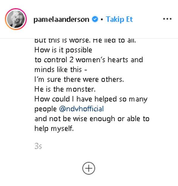 Pamela sözlerine şu şekilde devam etti: