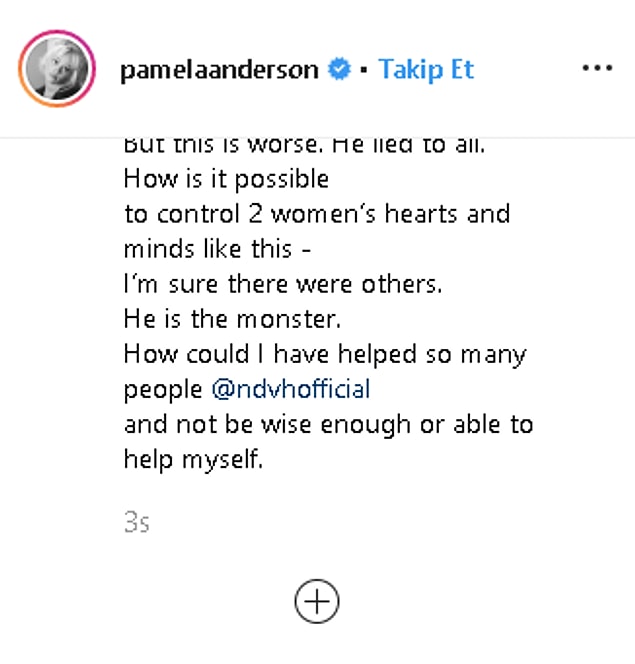 Pamela sözlerine şu şekilde devam etti: