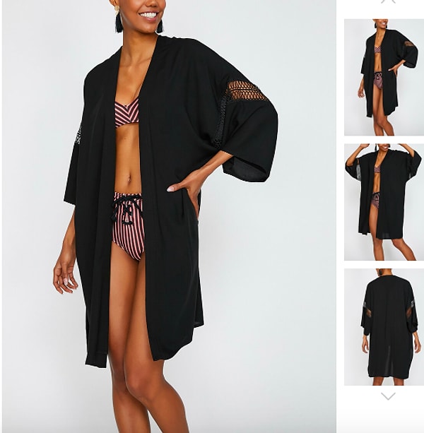 7. Kol Detaylı Kimono Siyah