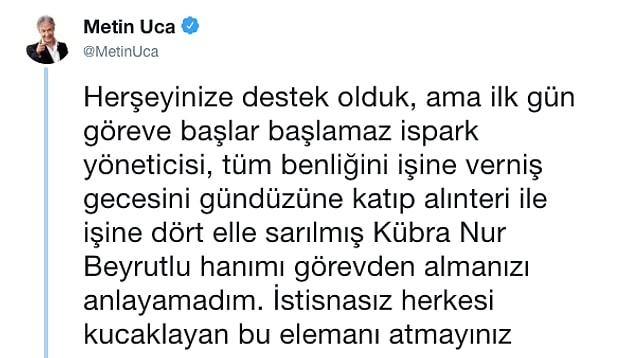 Bu iddiaları kendi üslubunca trollemeyen Metin Uca, bir fotoğraf paylaşarak İSPARK yöneticilerinden birinin işine son verildiğini paylaştı.