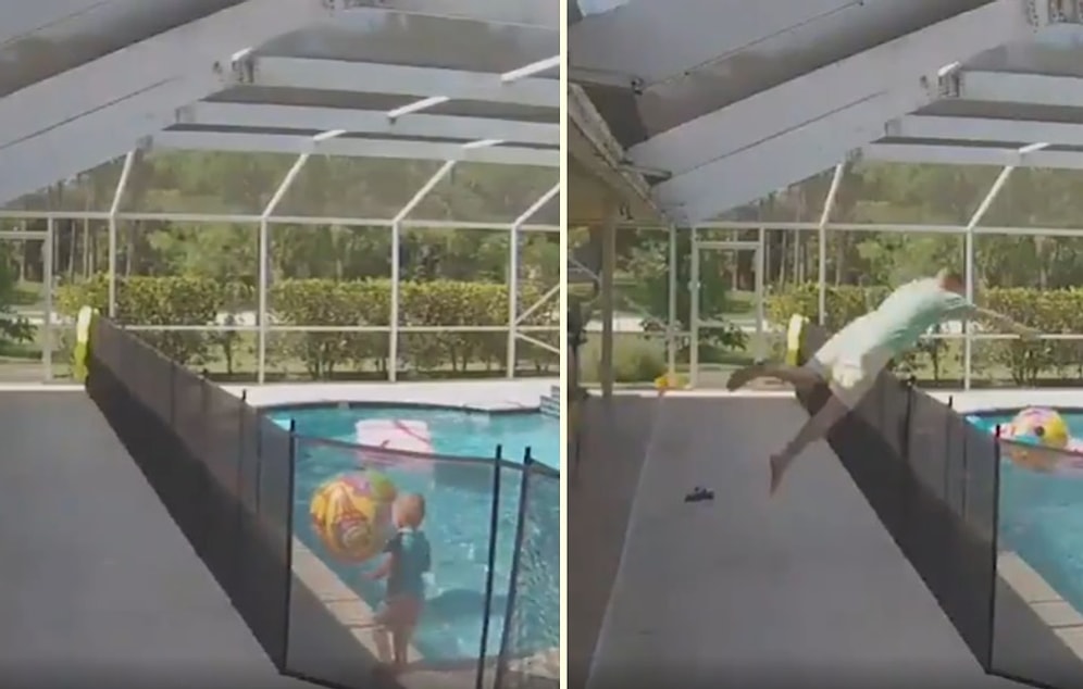 1 Yaşındaki Oğlu Havuza Düşen Babadan Işık Hızında Kurtarma Operasyonu!