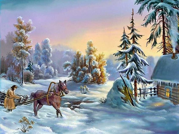 6. Однажды, в студеную зимнюю пору Я из лесу вышел; был сильный мороз. Гляжу, поднимается медленно в гору Лошадка, везущая хворосту воз.