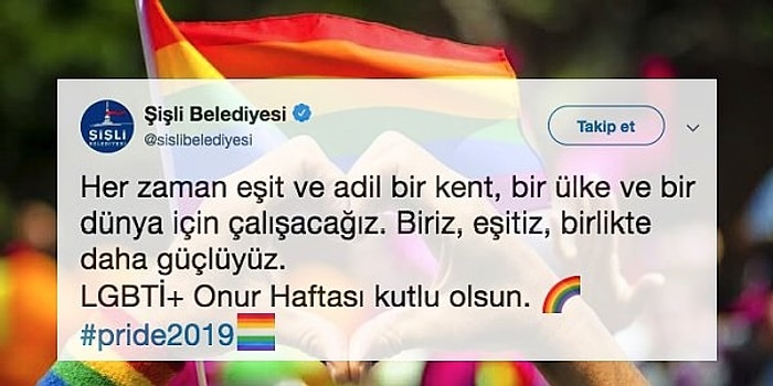 Belediyeler de 'Sevgi Kazanacak' Dedi! Onur Haftası Sebebiyle Belediyelerin Yaptığı Birbirinden Güzel Paylaşımlar