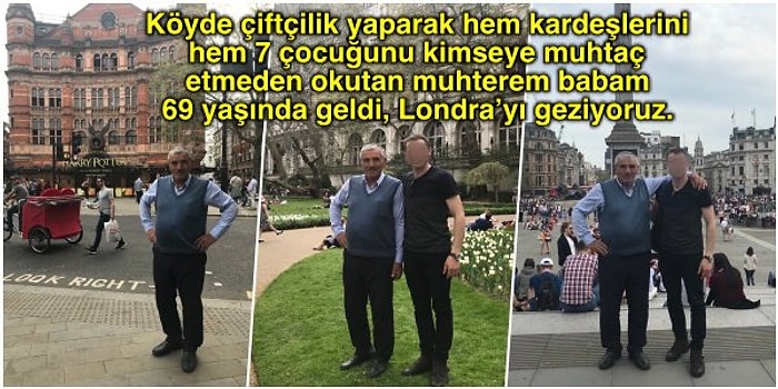 Köyde Çiftçilik Yaparak Çocuklarını Okutan Amca Londra'daki Oğlunun Yanına Gidince Oğlundan Duygu Yüklü Bir Paylaşım Geldi