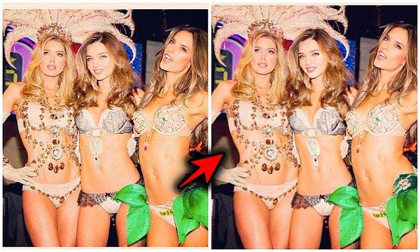 4. Miranda Kerr'in sağdaki fotoğrafı, 2012 yılındaki Victoria's Secret Fashion Show'da çekildi.