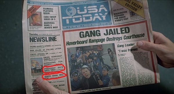 11. А в газете из 2015 года упоминается королева Диана и президент США женского пола.