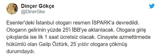Gazeteci Dinçer Gökçe de otoparka ilişkin şu bilgileri aktardı:
