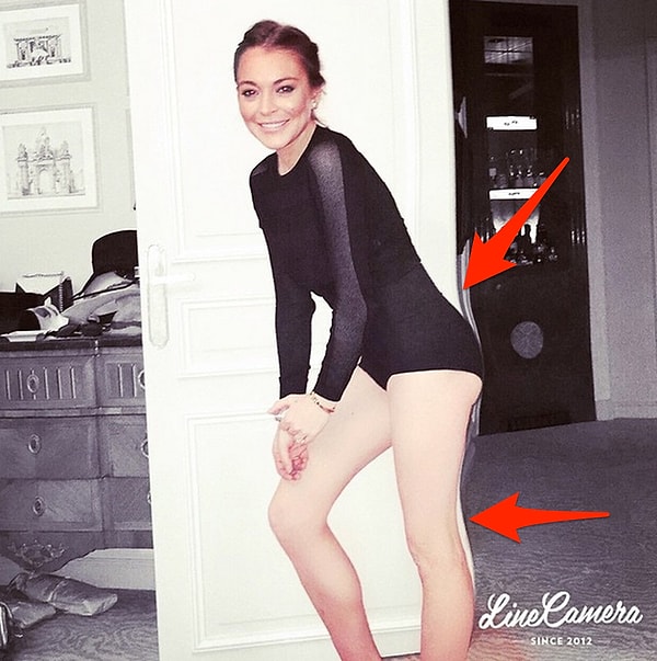 13. Линдси Лохан из тех, кто не проверяет тщательно фотографию перед тем, как выставлять.